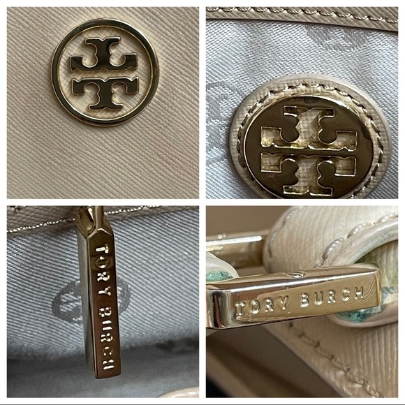 Tory Burch East West Robinson Satchel Tote Color Block Mid Camel Ivory - Picture 6 of 14